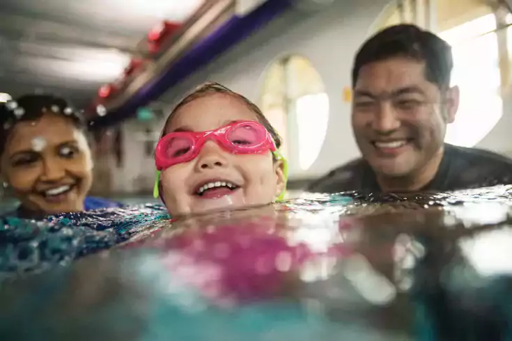 Family in the pool